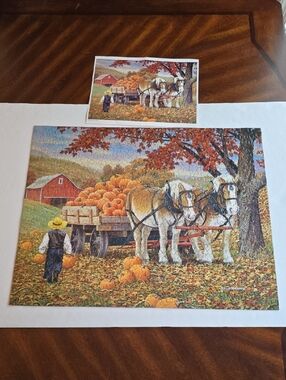 Autumn Pumpkin Harvest Horse Puzzle - Fall Colors